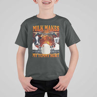 Lactose Intolerant Meme T Shirt For Kid Milk Makes My Tummy Hurt Vintage Bootleg Graphic