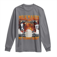 Lactose Intolerant Meme Long Sleeve Shirt Milk Makes My Tummy Hurt Vintage Bootleg Graphic