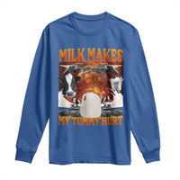Lactose Intolerant Meme Long Sleeve Shirt Milk Makes My Tummy Hurt Vintage Bootleg Graphic