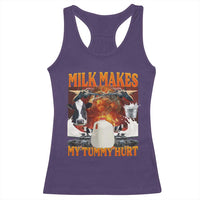 Lactose Intolerant Meme Racerback Tank Top Milk Makes My Tummy Hurt Vintage Bootleg Graphic