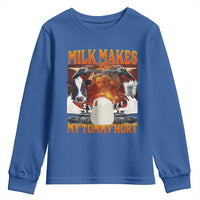 Lactose Intolerant Meme Youth Sweatshirt Milk Makes My Tummy Hurt Vintage Bootleg Graphic