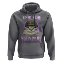 Tummy Ache Survivor Cat Meme Hoodie Funny Trending Oddly Specific Brainrot Memes