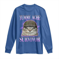 Tummy Ache Survivor Cat Meme Long Sleeve Shirt Funny Trending Oddly Specific Brainrot Memes