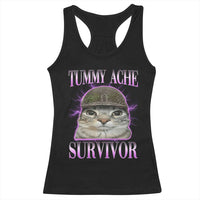 Tummy Ache Survivor Cat Meme Racerback Tank Top Funny Trending Oddly Specific Brainrot Memes