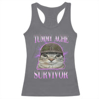 Tummy Ache Survivor Cat Meme Racerback Tank Top Funny Trending Oddly Specific Brainrot Memes