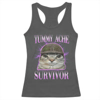 Tummy Ache Survivor Cat Meme Racerback Tank Top Funny Trending Oddly Specific Brainrot Memes