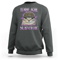 Tummy Ache Survivor Cat Meme Sweatshirt Funny Trending Oddly Specific Brainrot Memes
