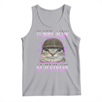 Tummy Ache Survivor Cat Meme Tank Top Funny Trending Oddly Specific Brainrot Memes