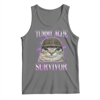Tummy Ache Survivor Cat Meme Tank Top Funny Trending Oddly Specific Brainrot Memes