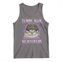 Tummy Ache Survivor Cat Meme Tank Top Funny Trending Oddly Specific Brainrot Memes