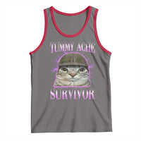 Tummy Ache Survivor Cat Meme Tank Top Funny Trending Oddly Specific Brainrot Memes