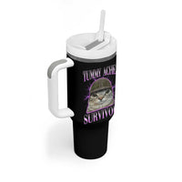 Tummy Ache Survivor Cat Meme Tumbler With Handle Funny Trending Oddly Specific Brainrot Memes