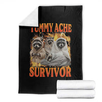 Tummy Ache Survivor Raccoon Meme Throw Blanket