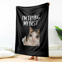Im Trying My Best Funny Crying Cat Meme Throw Blanket - Wonder Print Shop