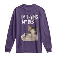 Im Trying My Best Funny Crying Cat Meme Long Sleeve Shirt - Wonder Print Shop