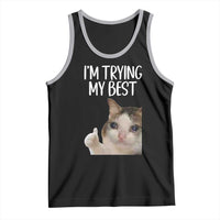 Im Trying My Best Funny Crying Cat Meme Tank Top - Wonder Print Shop