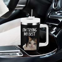 Im Trying My Best Funny Crying Cat Meme Tumbler With Handle - Wonder Print Shop