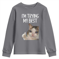 Im Trying My Best Funny Crying Cat Meme Youth Sweatshirt - Wonder Print Shop