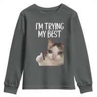 Im Trying My Best Funny Crying Cat Meme Youth Sweatshirt - Wonder Print Shop