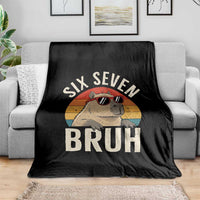 Six Seven Bruh 67 Meme Funny Capybara Throw Blanket