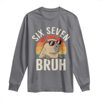 Six Seven Bruh 67 Meme Funny Capybara Long Sleeve Shirt