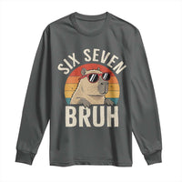 Six Seven Bruh 67 Meme Funny Capybara Long Sleeve Shirt