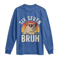 Six Seven Bruh 67 Meme Funny Capybara Long Sleeve Shirt
