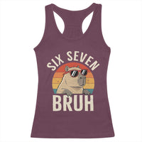 Six Seven Bruh 67 Meme Funny Capybara Racerback Tank Top