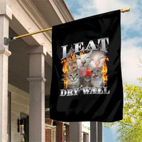 Funny Cat Meme Bootleg Graphic Garden Flag I Eat Drywall Funny Weird Cursed Internet Memes