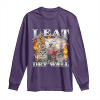 Funny Cat Meme Bootleg Graphic Long Sleeve Shirt I Eat Drywall Funny Weird Cursed Internet Memes