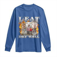 Funny Cat Meme Bootleg Graphic Long Sleeve Shirt I Eat Drywall Funny Weird Cursed Internet Memes