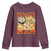 Deviled Eggs Youth Sweatshirt Vintage 90s Thanksgiving Funny Foodie Bootleg Graphic