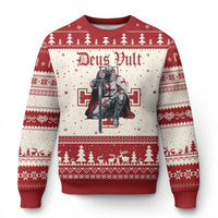 Deus Vult Knight Templar Ugly Christmas Sweater Crusader Cross - Wonder Print Shop