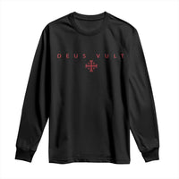 Catholic Knight Templar Crusader Cross Long Sleeve Shirt Subtle Minimal Christian Faith Deus Vult - Wonder Print Shop