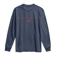 Catholic Knight Templar Crusader Cross Long Sleeve Shirt Subtle Minimal Christian Faith Deus Vult - Wonder Print Shop