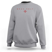 Catholic Knight Templar Crusader Cross Sweatshirt Subtle Minimal Christian Faith Deus Vult - Wonder Print Shop