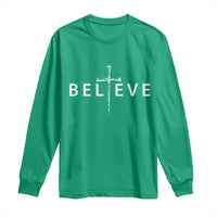 Cross Christian Religious Believe Blessed Faith Graphic Long Sleeve Shirt