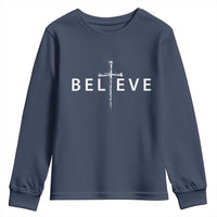 Cross Christian Religious Believe Blessed Faith Graphic Youth Sweatshirt
