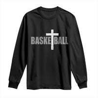 Christian Basketball Cross Long Sleeve Shirt Vintage Minimal Religious Faith