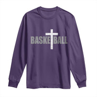 Christian Basketball Cross Long Sleeve Shirt Vintage Minimal Religious Faith