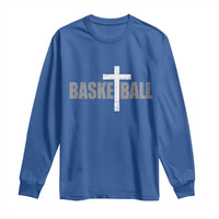 Christian Basketball Cross Long Sleeve Shirt Vintage Minimal Religious Faith