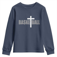 Christian Basketball Cross Youth Sweatshirt Vintage Minimal Religious Faith