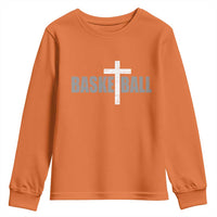 Christian Basketball Cross Youth Sweatshirt Vintage Minimal Religious Faith