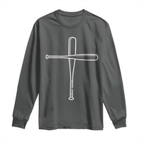 Cross Baseball Bats Long Sleeve Shirt Religious Christian Faith Sports Coach Pitcher
