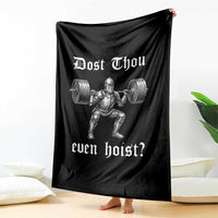 Knight Lifting Meme Throw Blanket Funny Medieval Gym Dost Thou Even Hoist - Wonder Print Shop