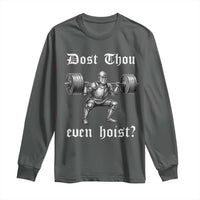 Knight Lifting Meme Long Sleeve Shirt Funny Medieval Gym Dost Thou Even Hoist - Wonder Print Shop