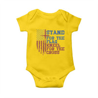 Stand For The Flag Kneel For The Cross Baby Onesie Cross US Flag American Patriotic Christian Faith 4th of July
