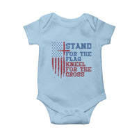 Stand For The Flag Kneel For The Cross Baby Onesie Cross US Flag American Patriotic Christian Faith 4th of July