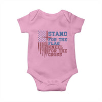Stand For The Flag Kneel For The Cross Baby Onesie Cross US Flag American Patriotic Christian Faith 4th of July