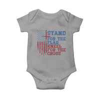 Stand For The Flag Kneel For The Cross Baby Onesie Cross US Flag American Patriotic Christian Faith 4th of July